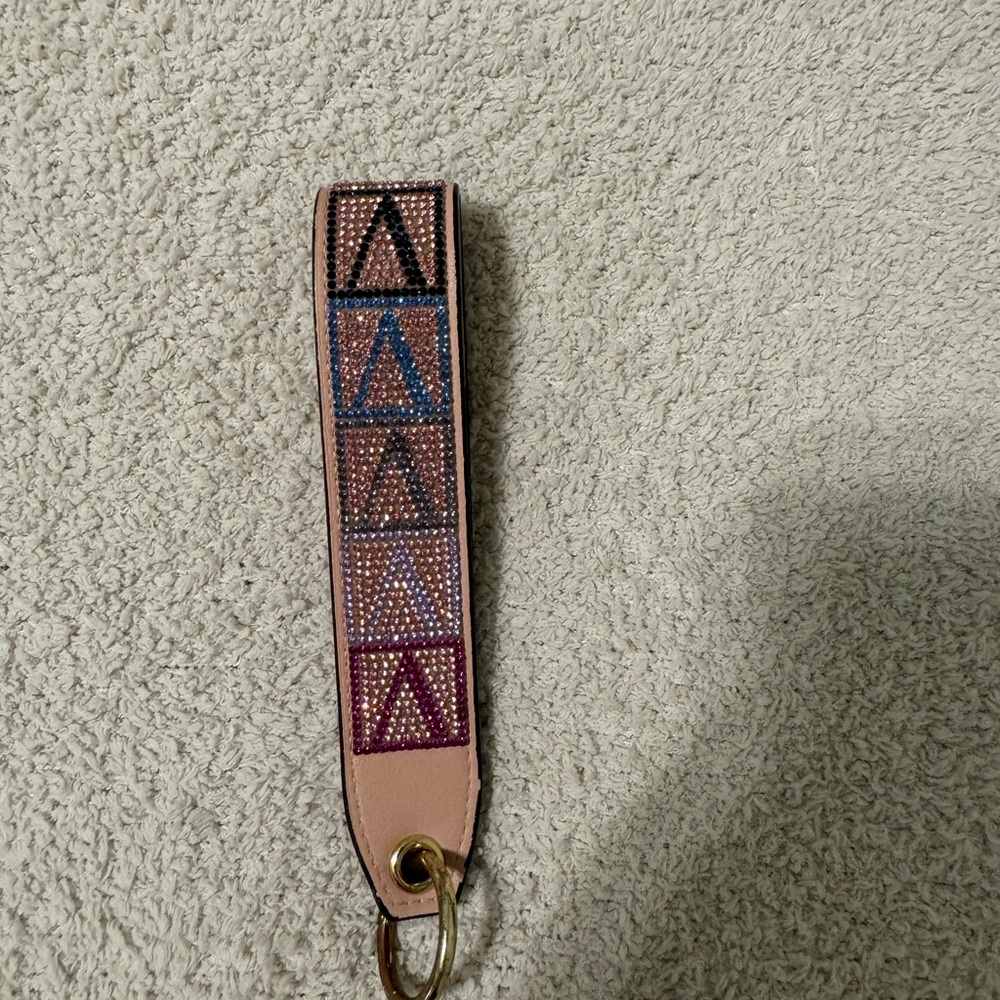 Victoria's Secret Black Leather Keychain with Gold Ring